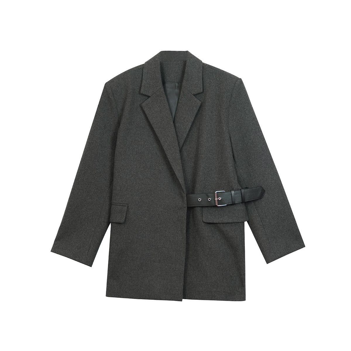 American Style Padded Shoulder Woolen Suit Women's Design Wide Waist-tight Suit Jacket