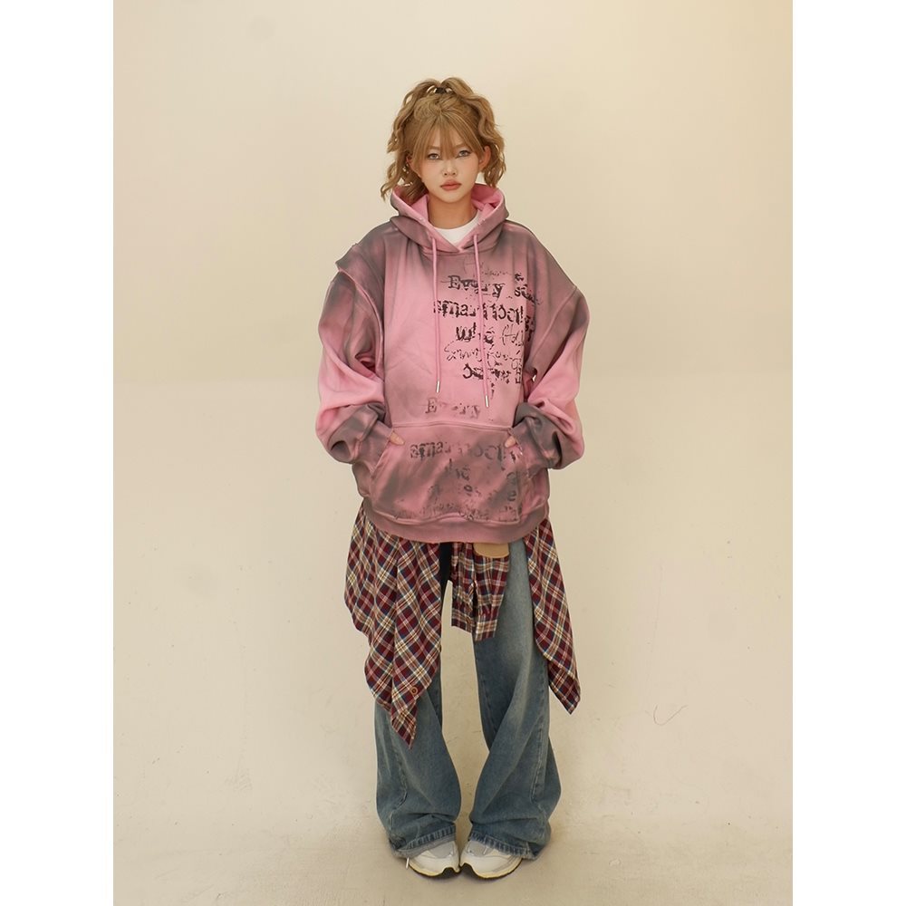 Pull à capuche ample deux pièces pour femme