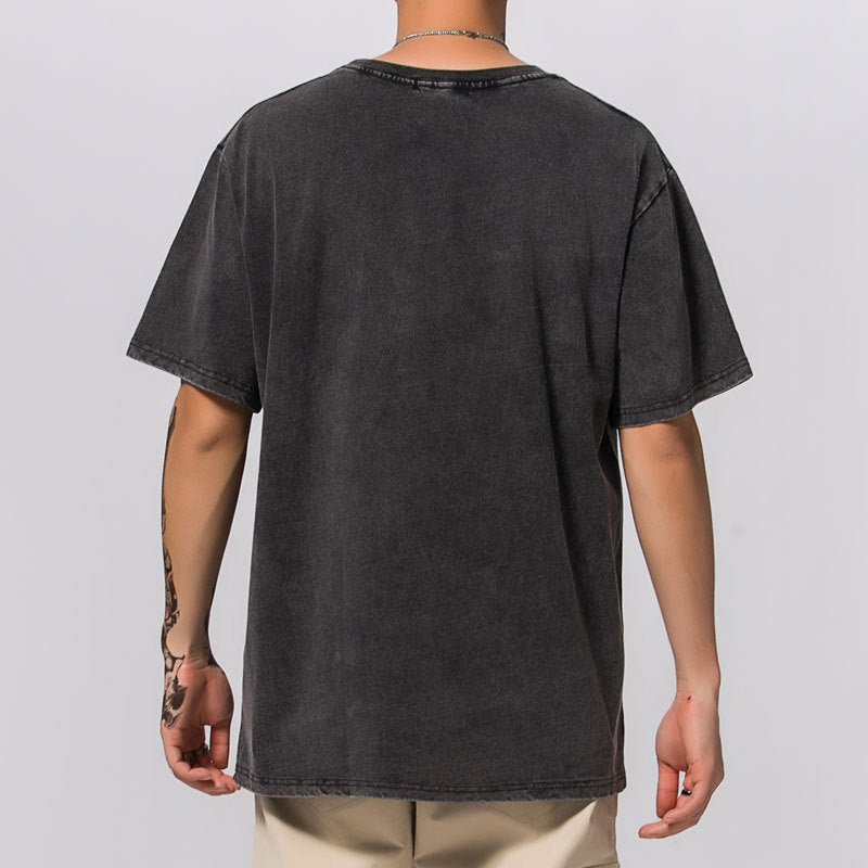 Distressed Retro Net Red T-Shirt Short Sleeve