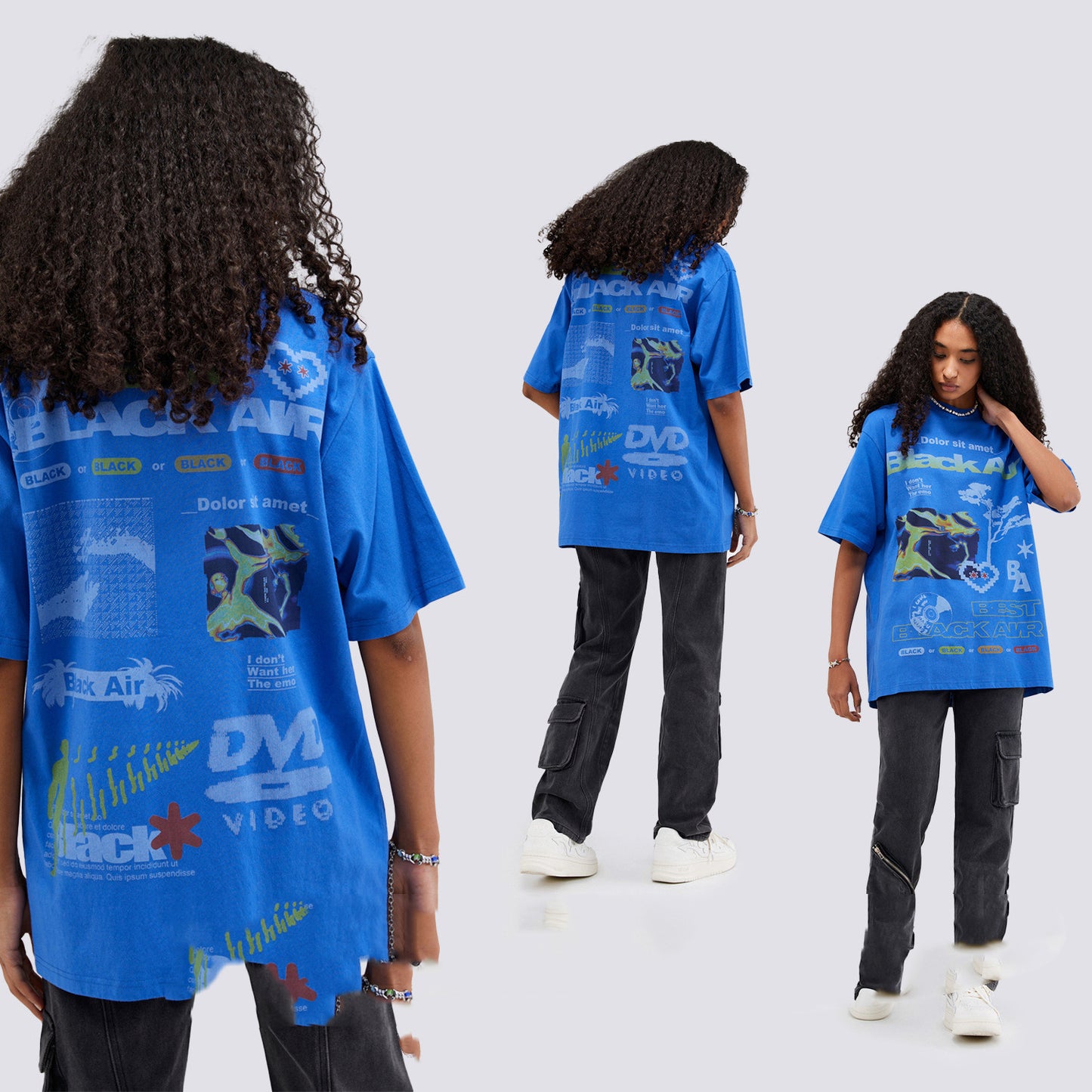 American Street Retro Element Pattern Printed T-shirt