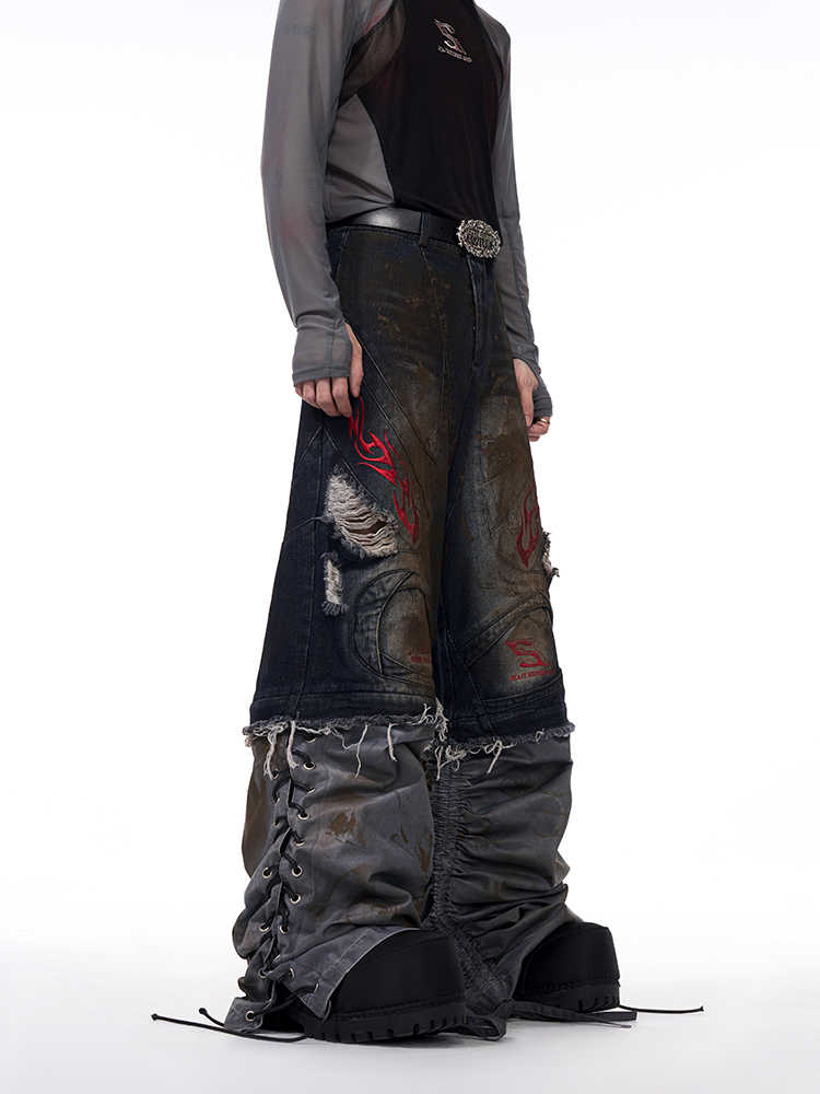 Jeans rétro pour hommes avec jambes de pantalon détachables