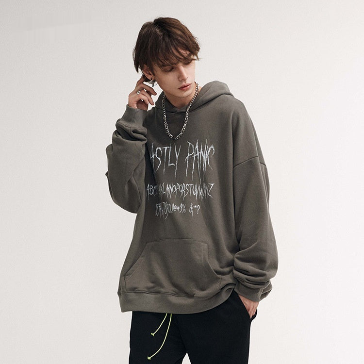 New Men's Printed Loose Hooded Sweater