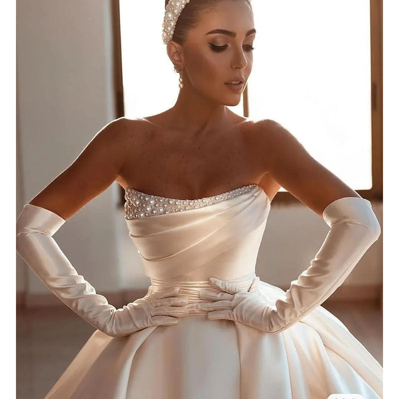 Satin Bridal Strapless Dress