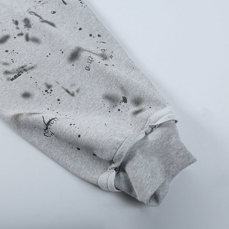 Sweat à capuche ample en tricot imprimé papillon