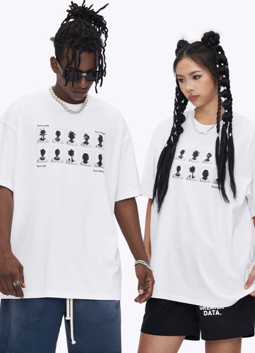 T-shirt à manches courtes pour homme avec imprimé tête amusante