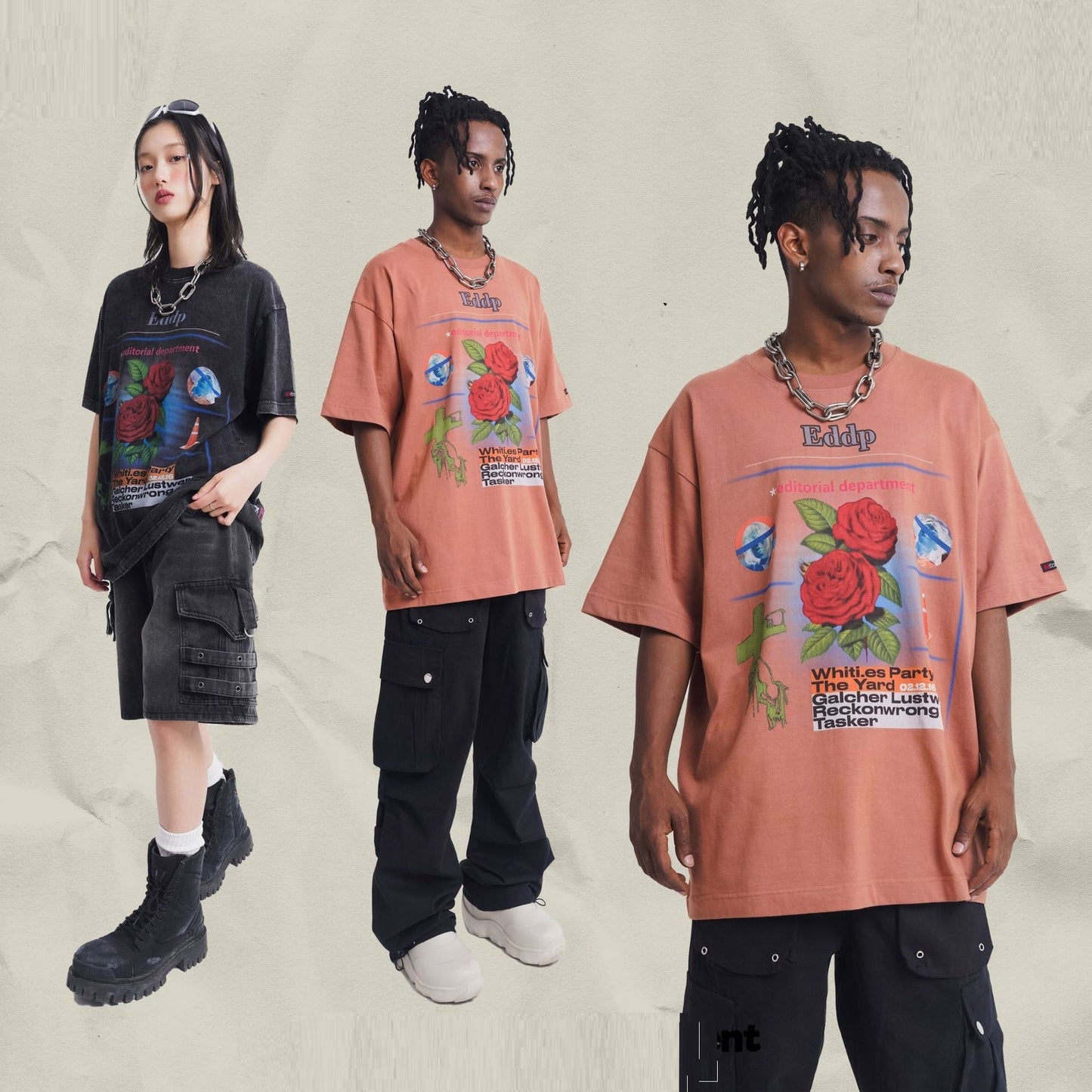 Loose Round Neck Fashion Original Design Washed T-shirt