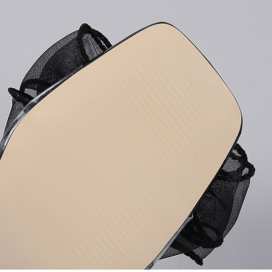 Chaussures à tête carrée grande taille pour femmes, fines et fleuries