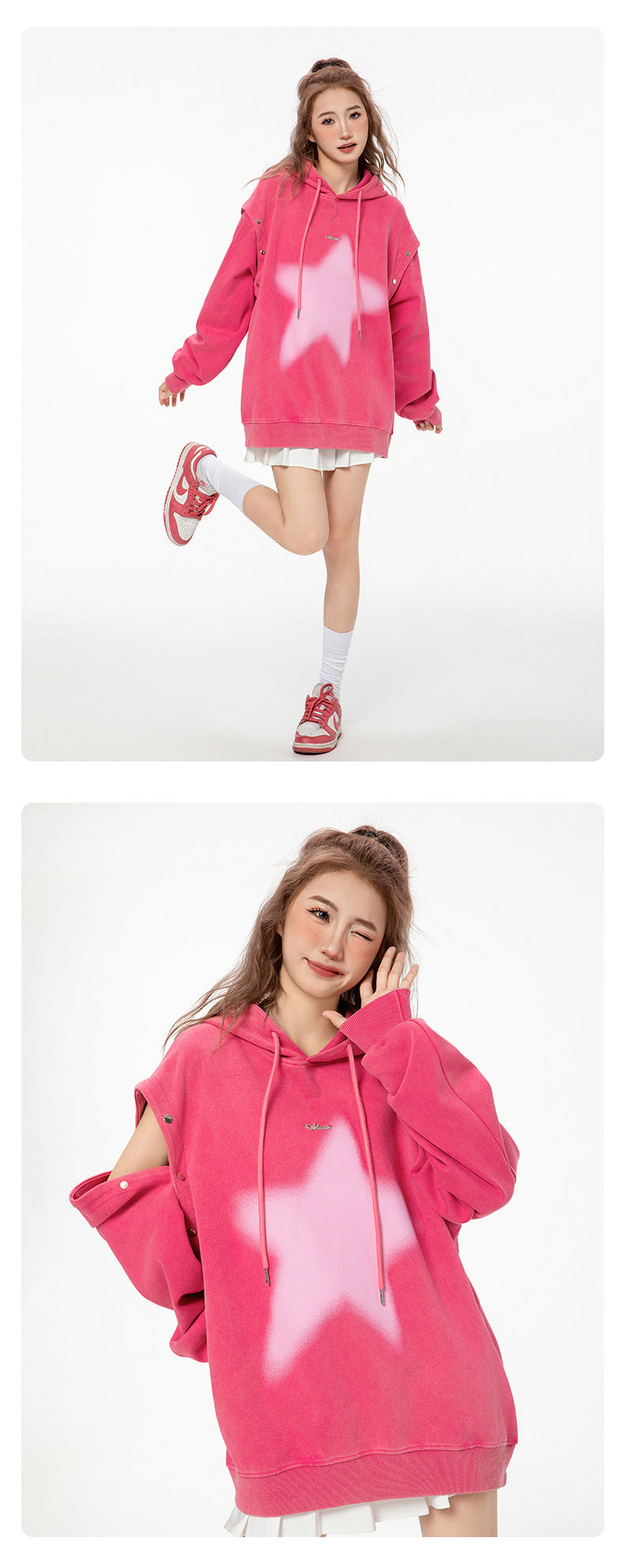 American-style Printed Distressed Detachable Sweater Autumn Couple Loose Top