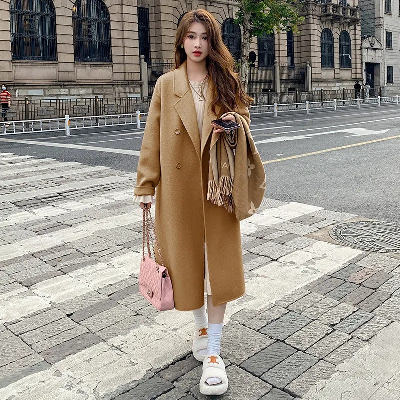 Autumn And Winter New  Style Loose Mid-length Hepburn Style Woolen