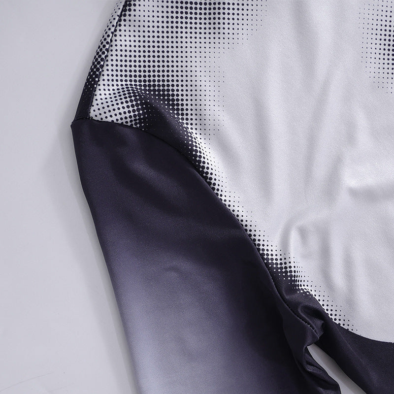 Robe courte à manches longues et col rond, imprimée, tendance et décontractée