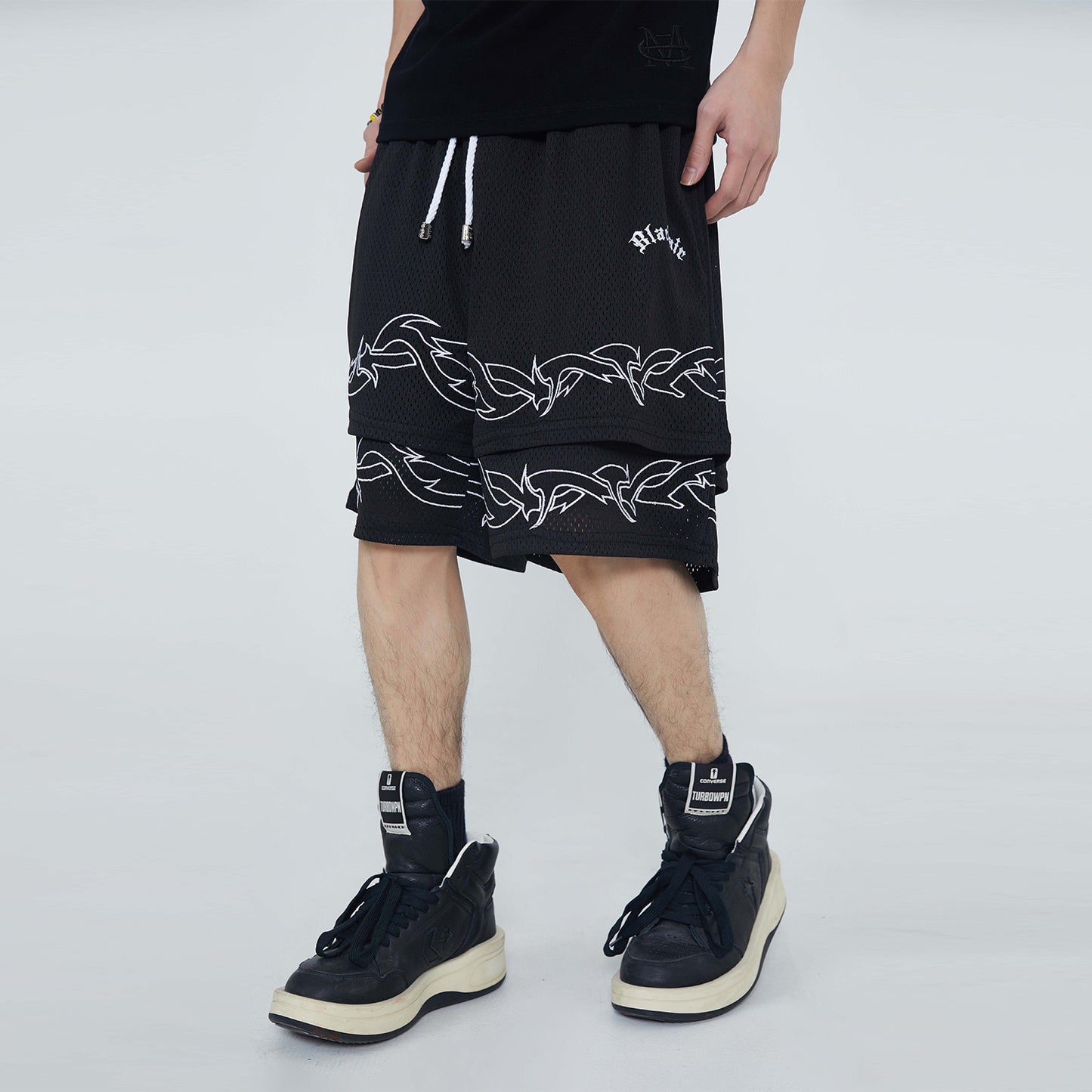 Thorns Fake Two-piece Shorts Male Hip Hop