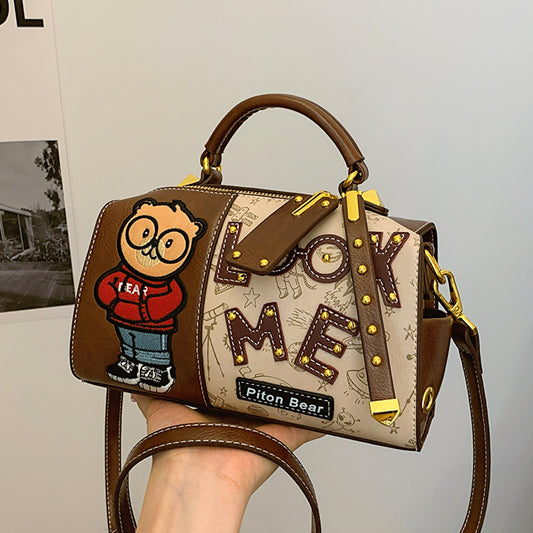 Sac à main avec coussin d'épaule imprimé à motif de dessin animé