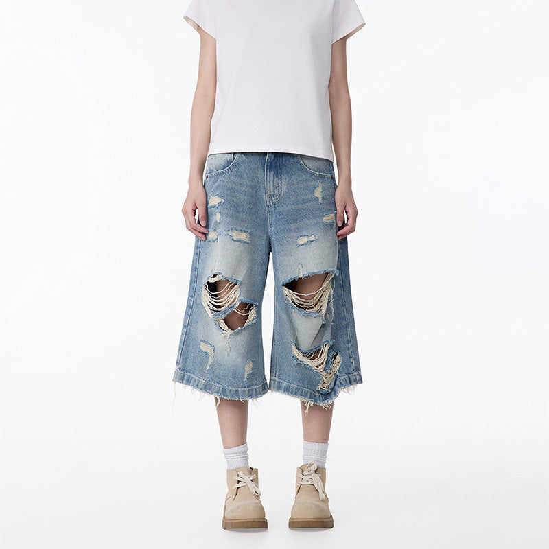 Men's Fashion Personality All-matching Straight Capri Pants