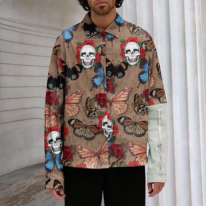 Men's Shirts Trendy Long-sleeved Printing Shirt Jacket