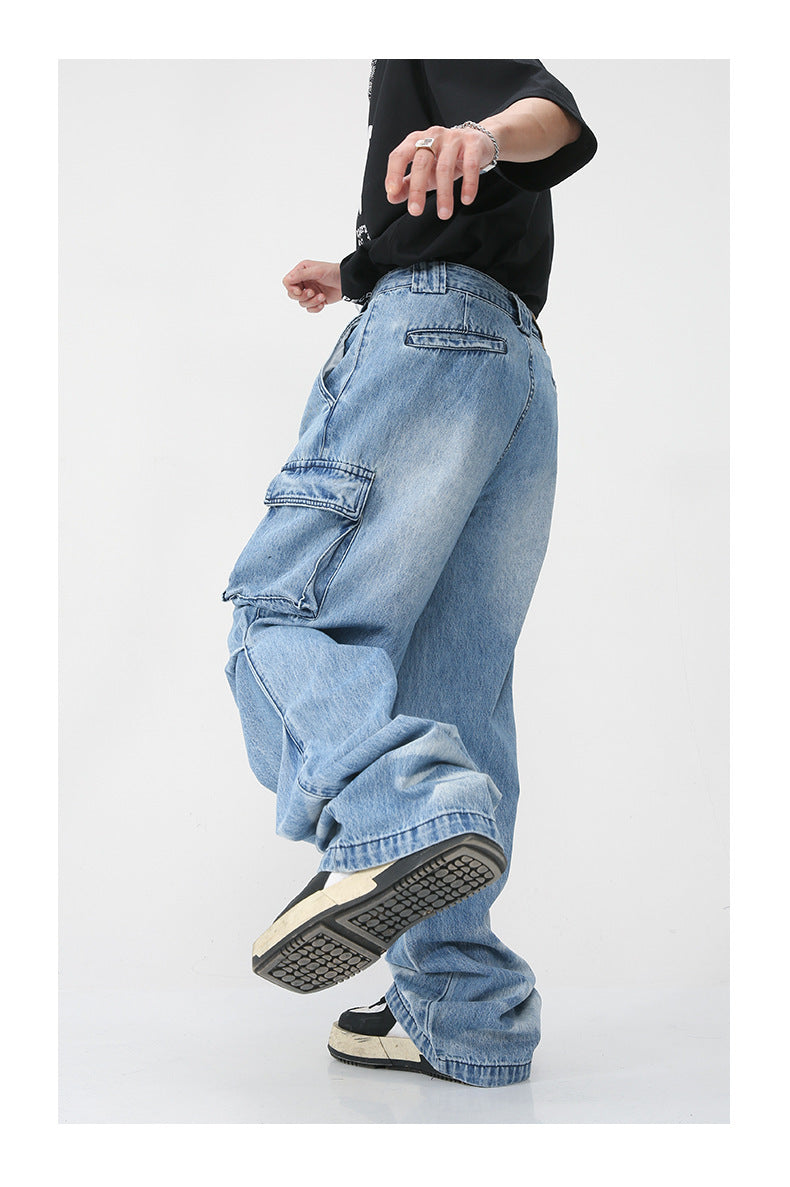 Four Seasons New Hip Hop Trend Gongda Workwear With Pocket Jeans