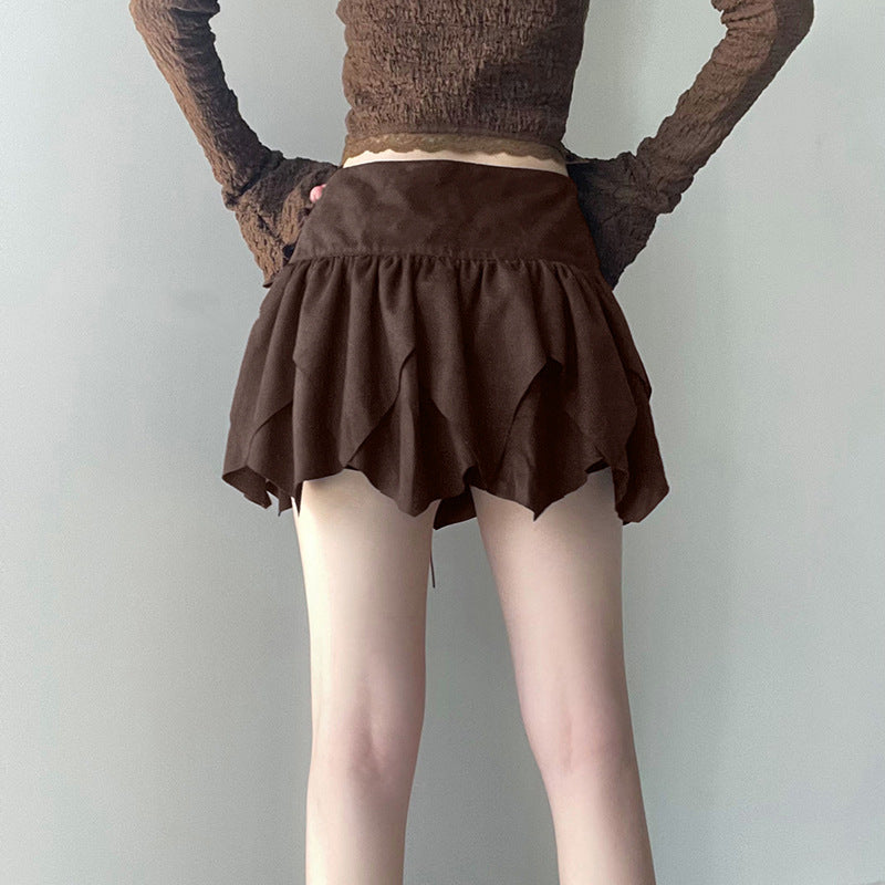 Irregular Lace-up Waist Skirt