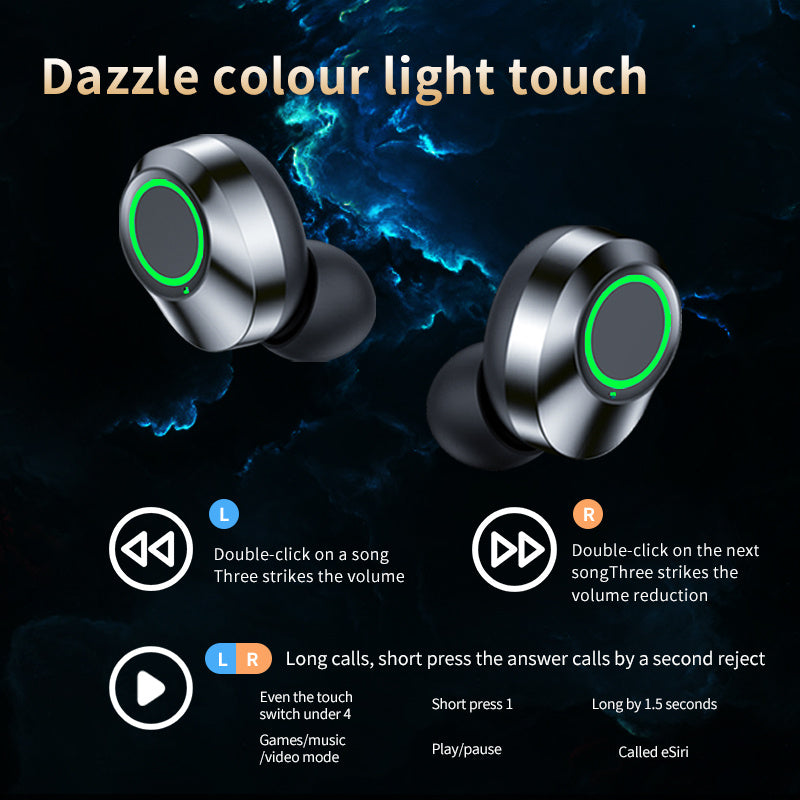 Bluetooth Headset TWS Large Screen Smart Digital Display In Ear Breathing Light