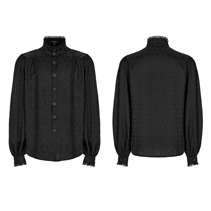 Men's Retro Noble Dress Stand Collar Long Sleeve Shirt