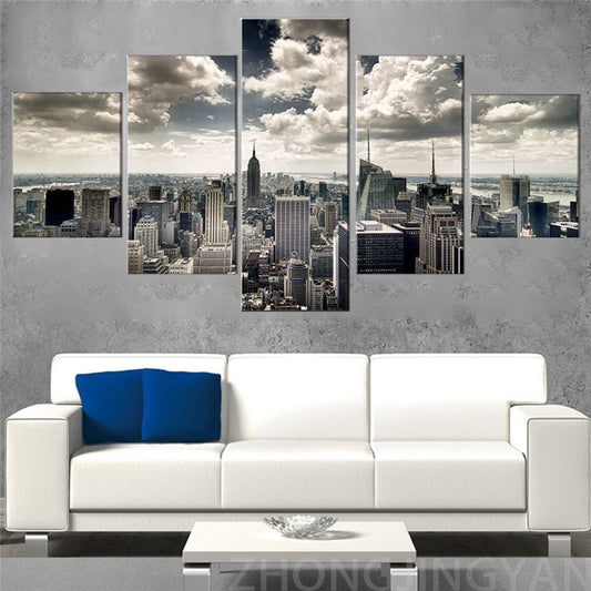 Wall Art HD Print 5 Pieces Of Urban Landscape Canvas