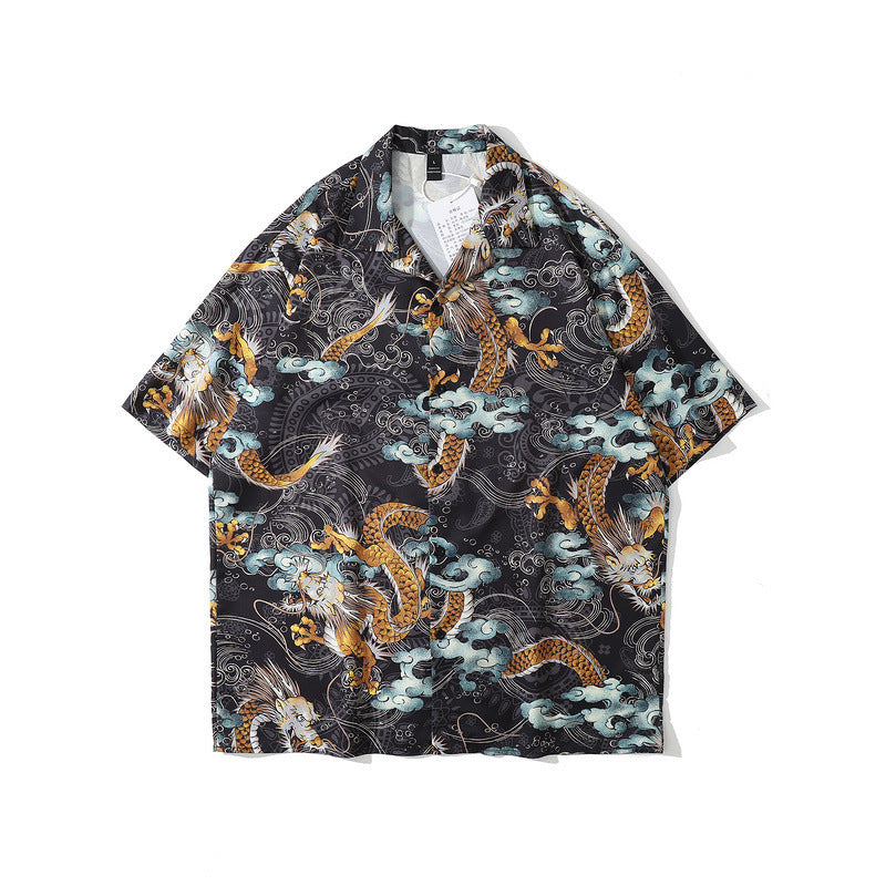 Street Tiger Head Full Print Hip-hop Rap Loose OVERSIZE Couple Short Sleeves