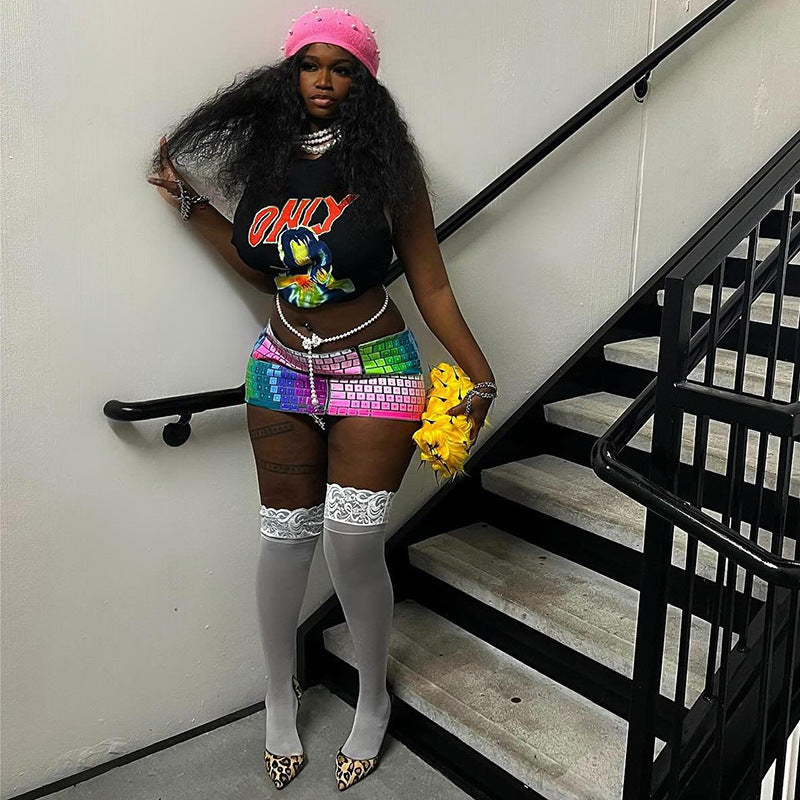 Women's Street Letters 3D Printing Suit