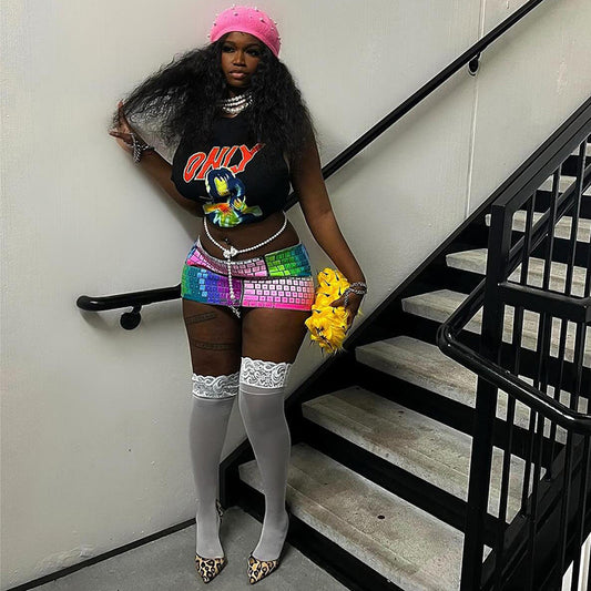 Women's Street Letters 3D Printing Suit