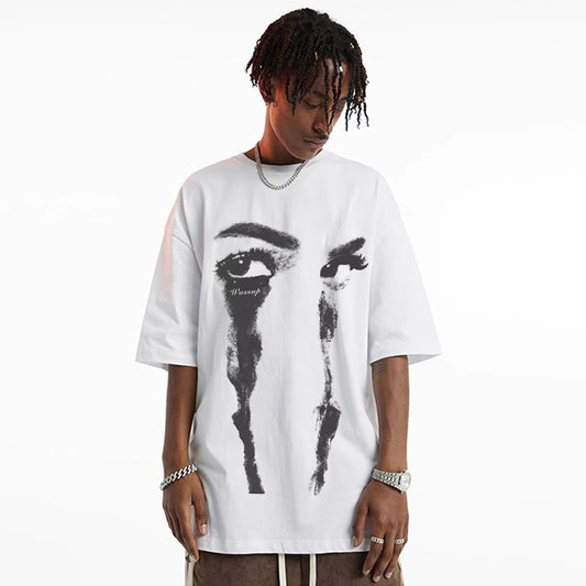 T-shirt ample vintage à manches courtes en coton de la marque China-Chic, style hip-hop américain.