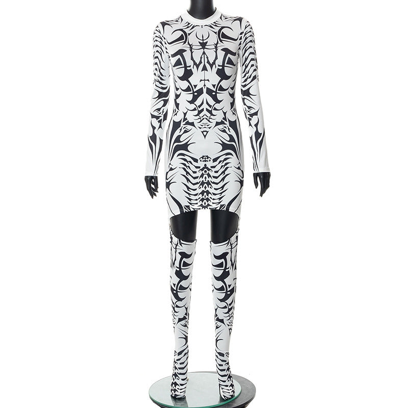 Pullover Printed Long Sleeve Dress