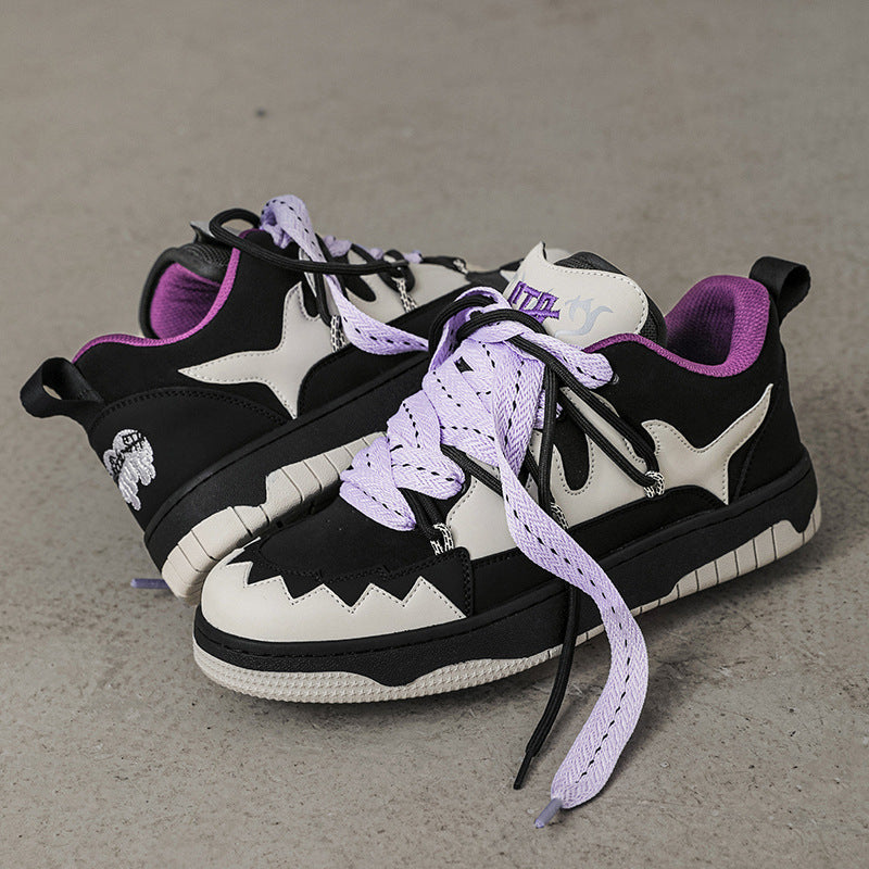 Chaussures décontractées de skateboard à contraste noir et blanc
