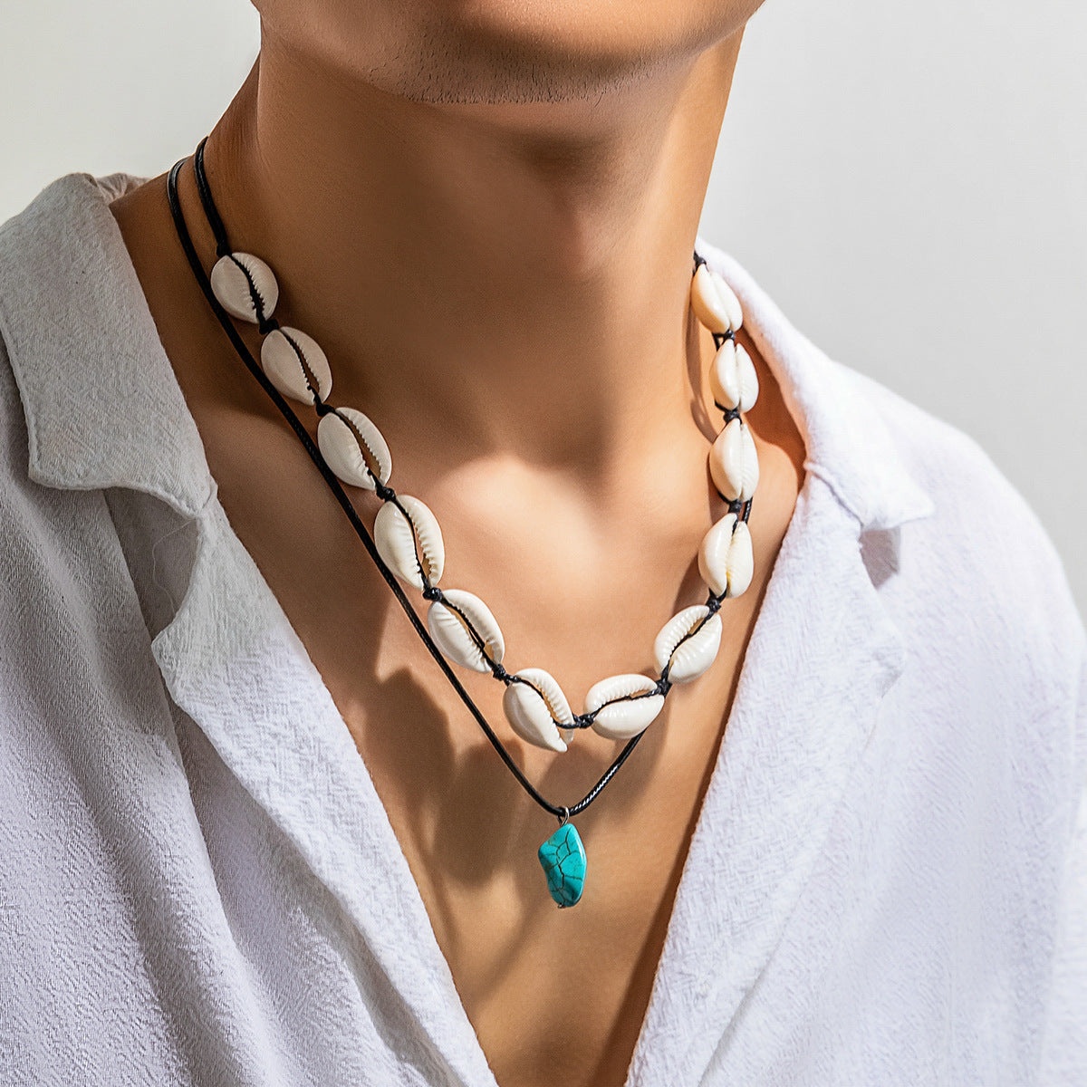 Shell Irregular Turquoise Necklace For Men Clavicle Chain Jewelry