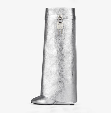 Wedge High Metal Plus Size Women's Boots Below The Knee Boots