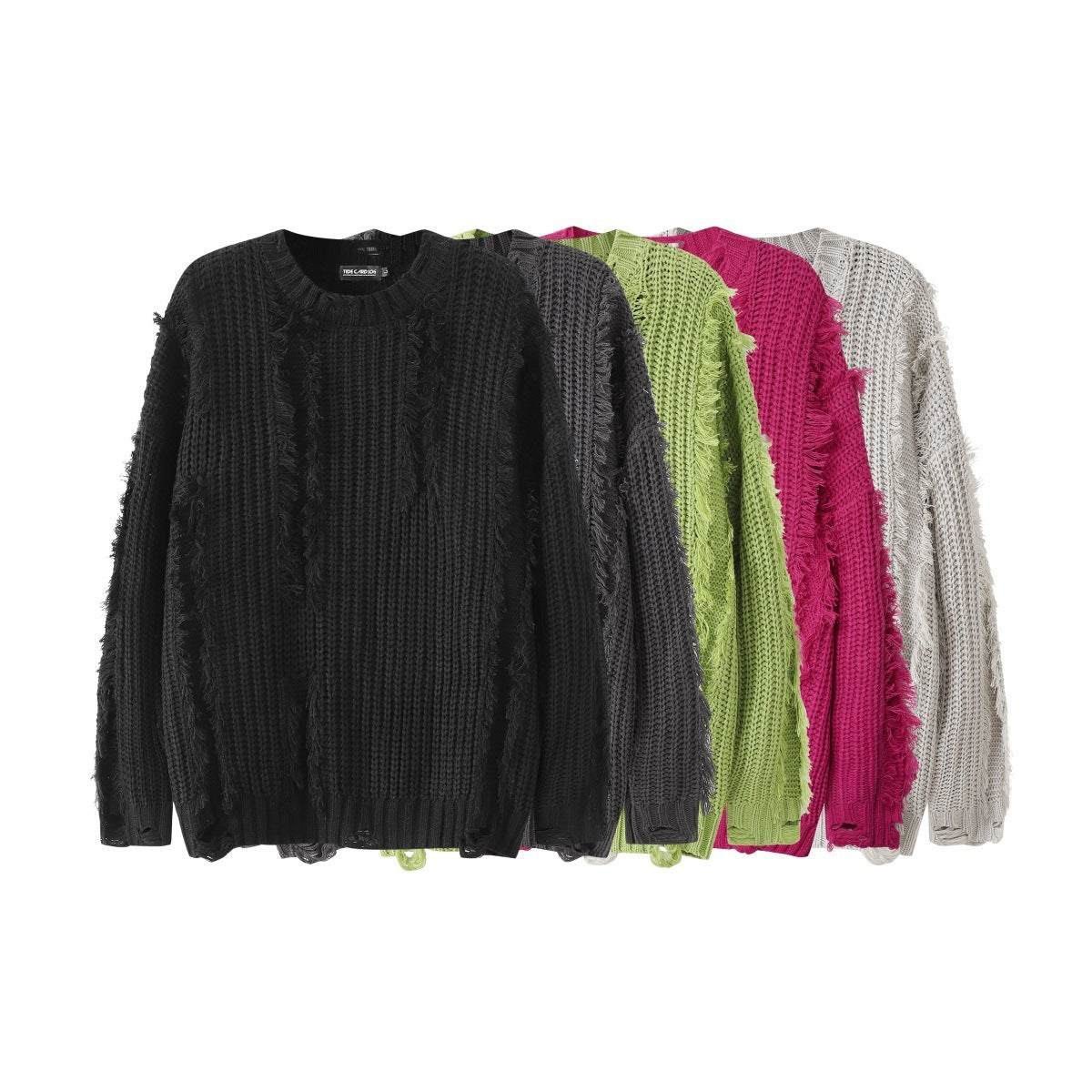 Retro Twist Ripped Pullover Lazy And Loose Sweater