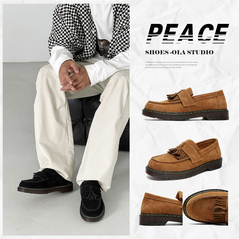 Fur Platform Woven Tassel Men's Shoes Martin Boots