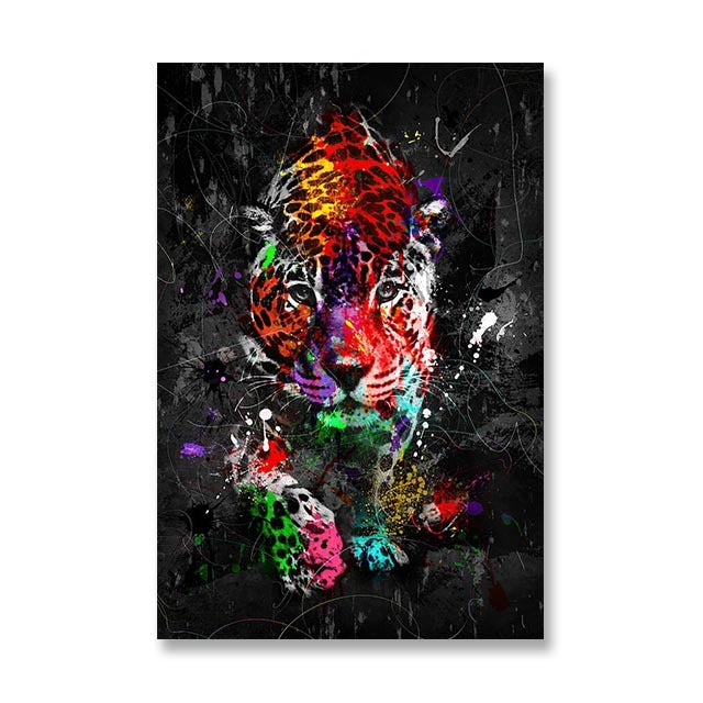 Graffiti Color Lion Canvas Painting Living Room