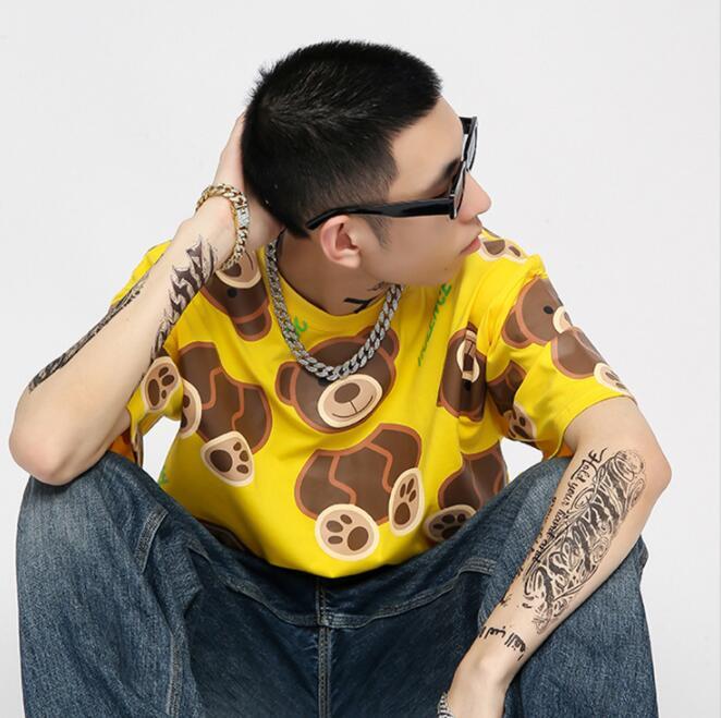 Summer Guillotine Bear Print Loose Cotton Short-sleeved T-shirt Top