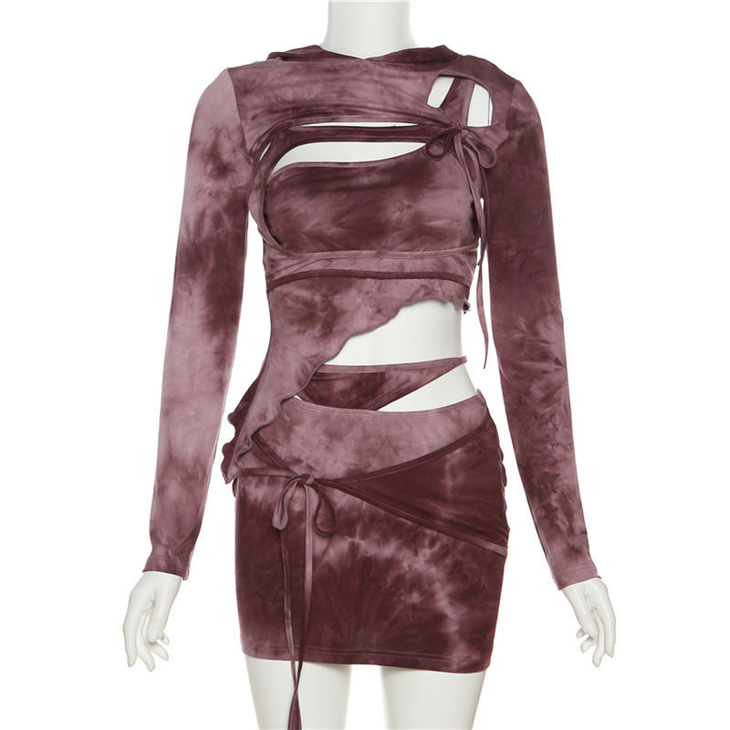 Ensemble jupe à lacets pour femmes