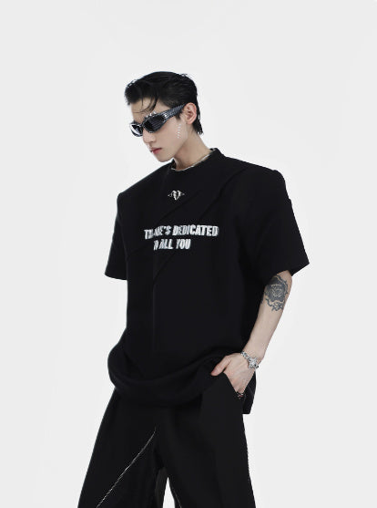 Niche Three-dimensional Printed Padded Shoulder T-shirt