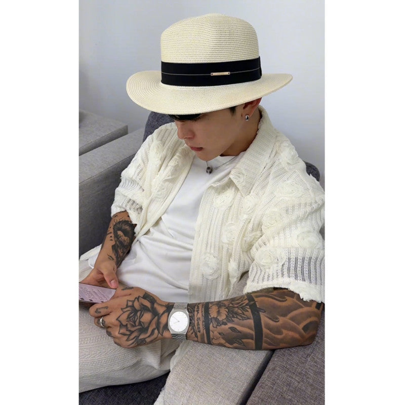 Chemise à manches courtes à imprimé floral tridimensionnel Heavy Industry