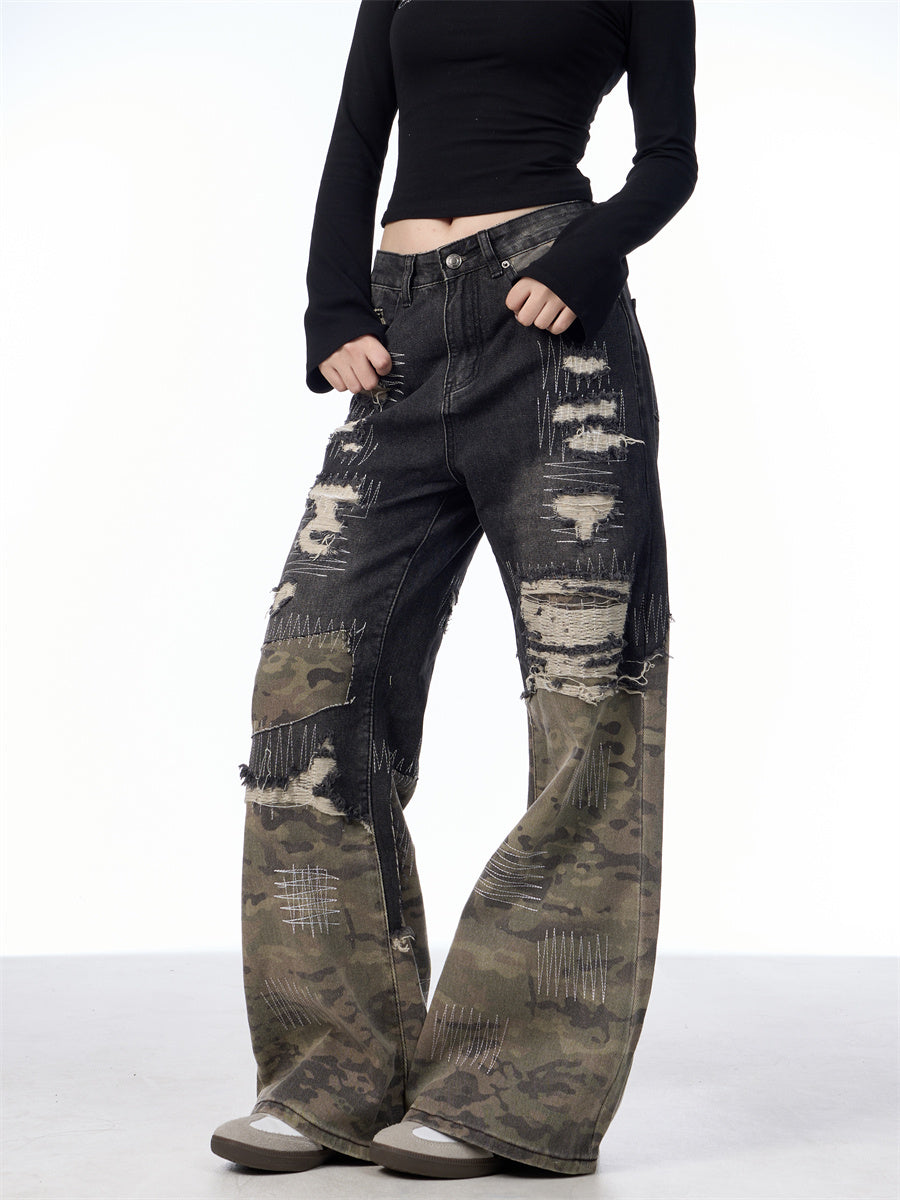 American High Street Camouflage Stitching Pants