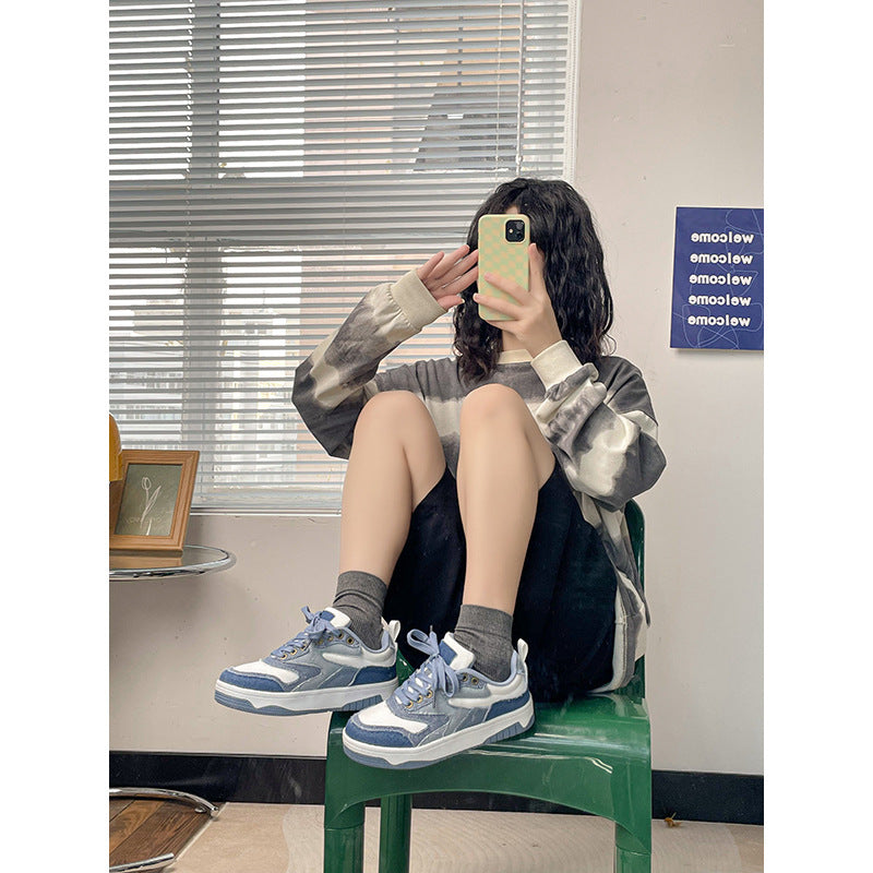 Chaussures de skate combinées décontractées en toile et denim