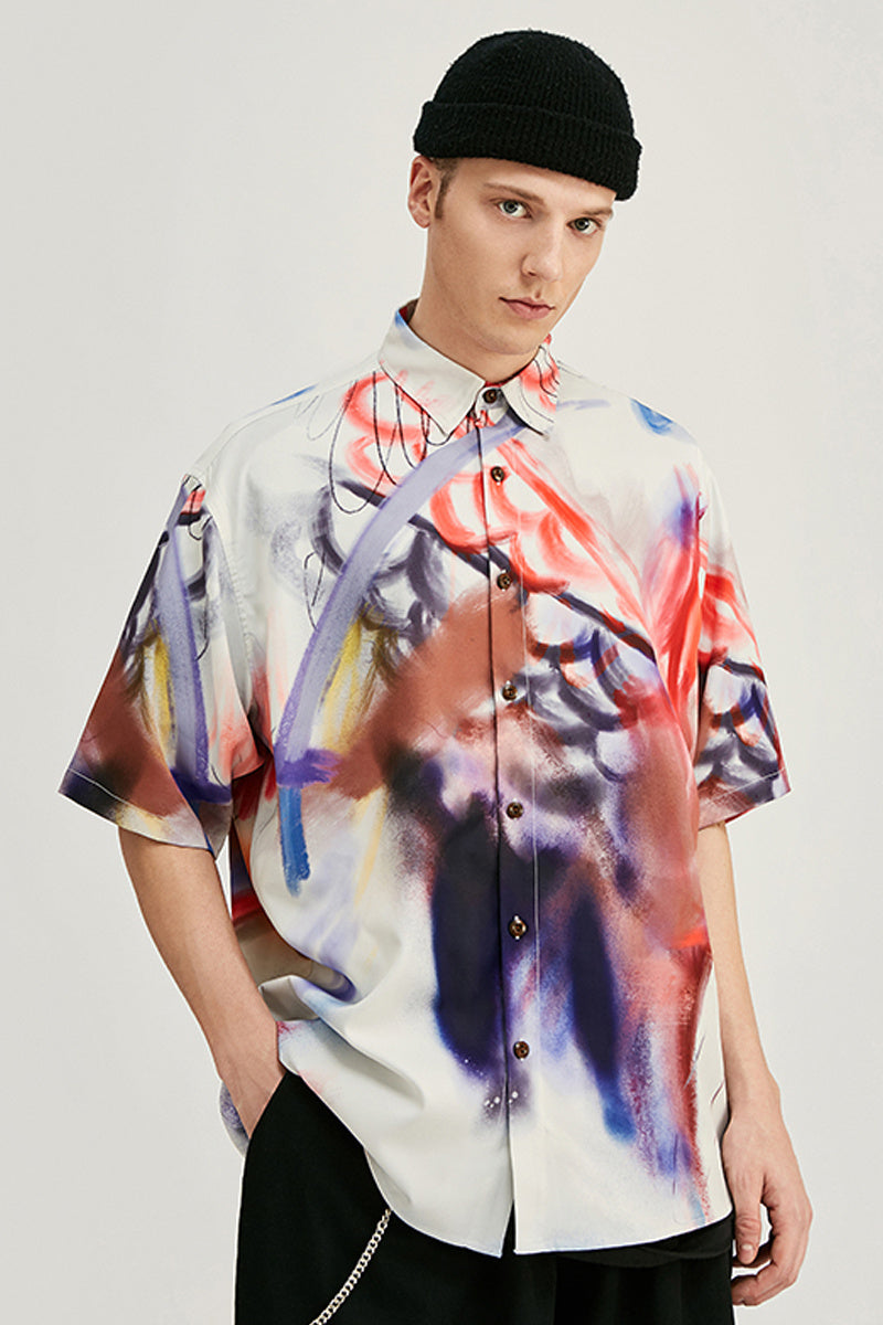 Chemise ample à manches courtes colorée