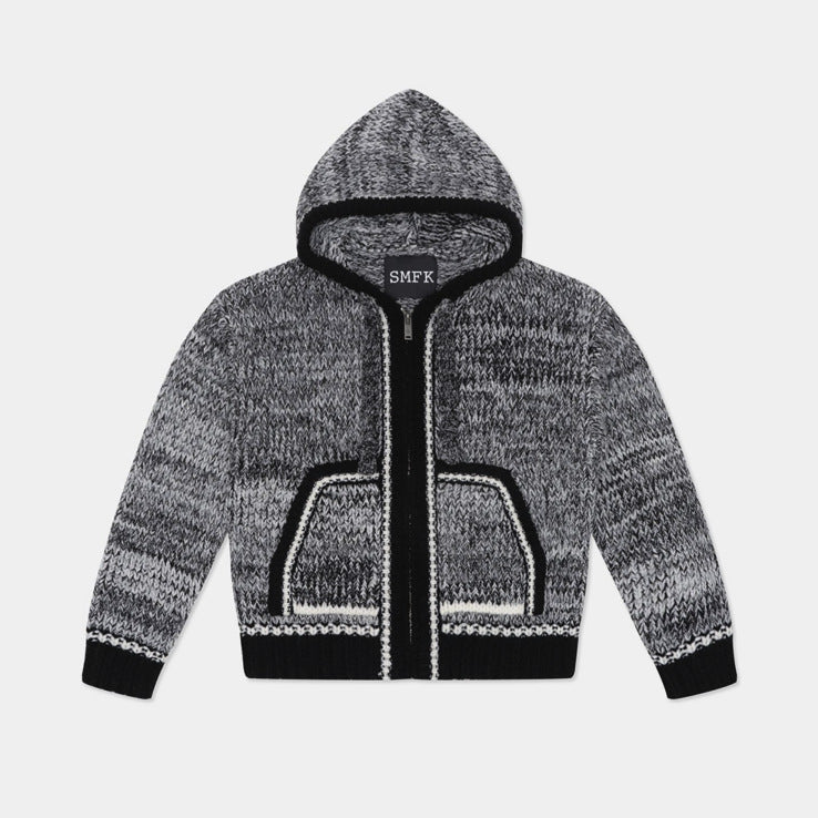 Manteau à capuche rayé en maille pour femme, ample et décontracté