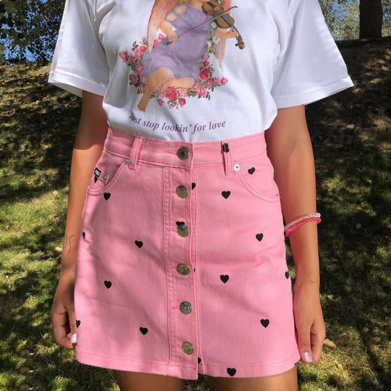 Jupe en jean Pink Love