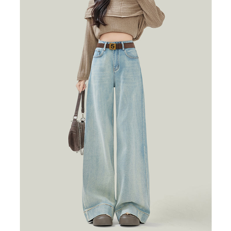 Loose Straight Light Color High Waist Jeans