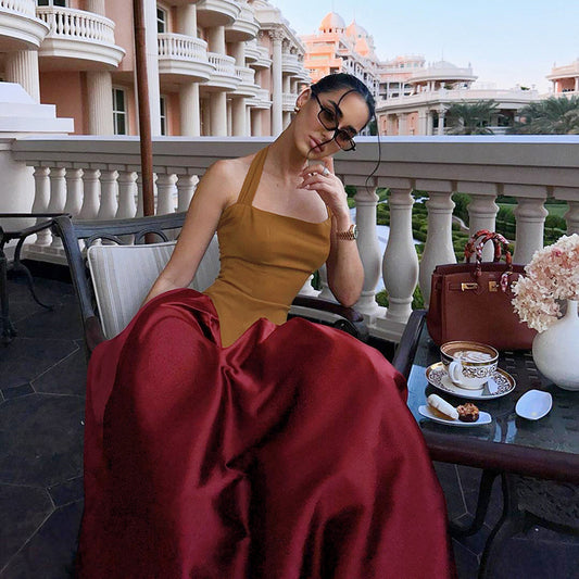 Fashion Vacation Style Halter Lace-up Backless Slim Fit Dress