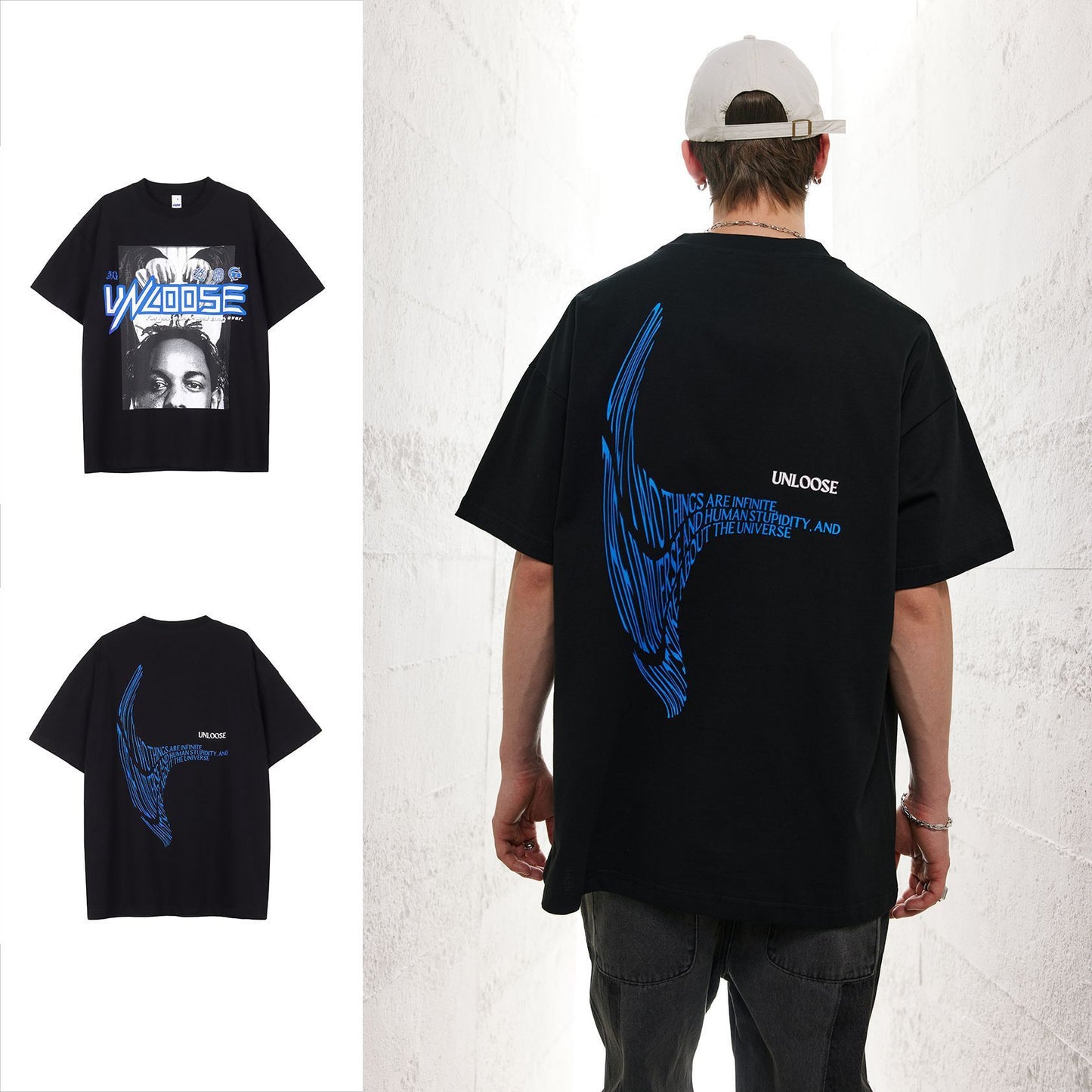 T-shirt à manches courtes à épaules dénudées, style streetwear américain, tendance nationale, de créateur.