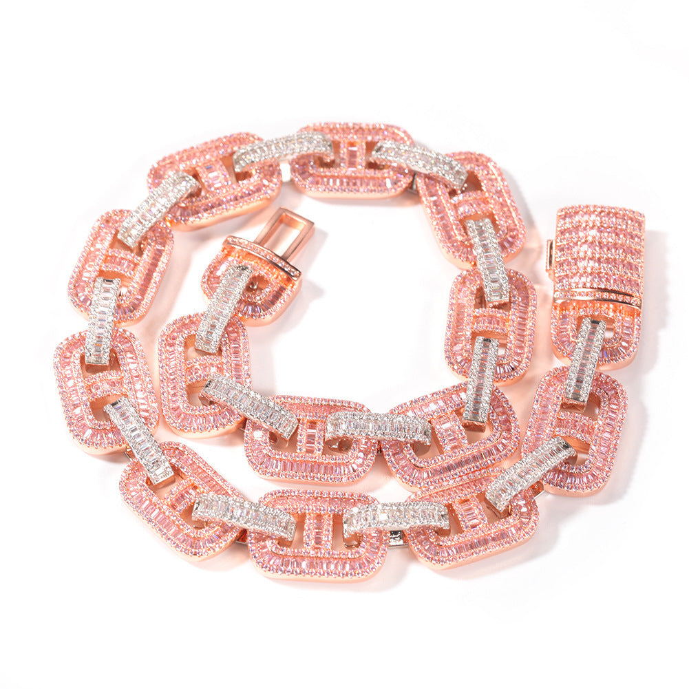 Hip-Hop Copper Micro-Set Zircon Clavicle Chain