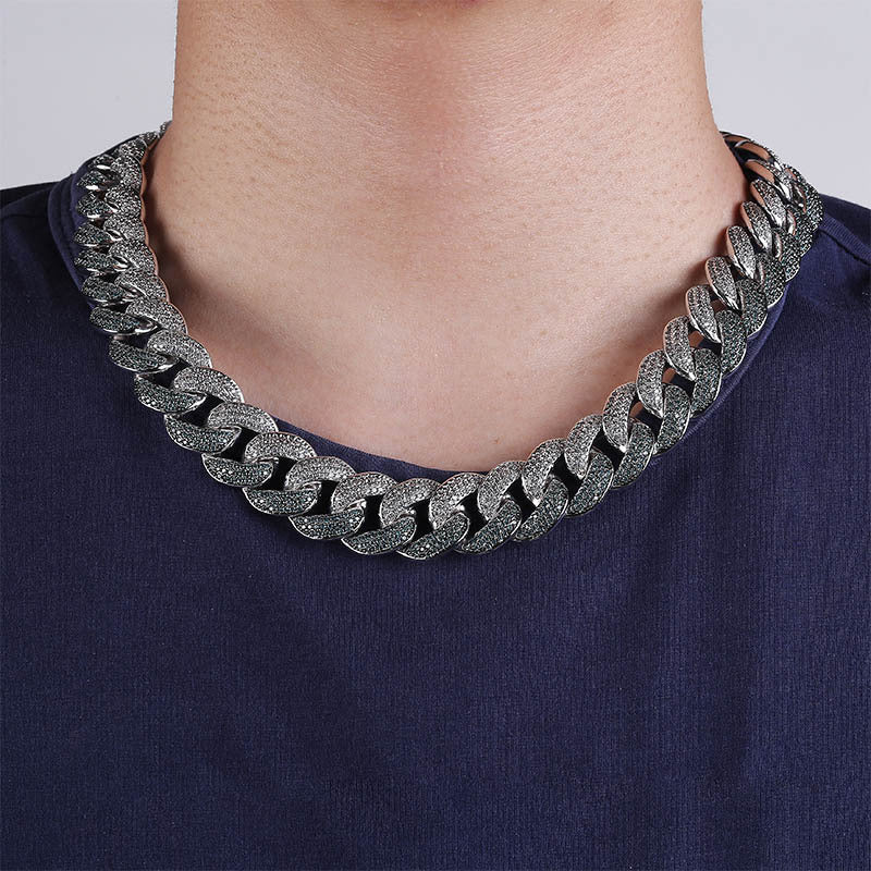 Emerald color men's large Cuban chain