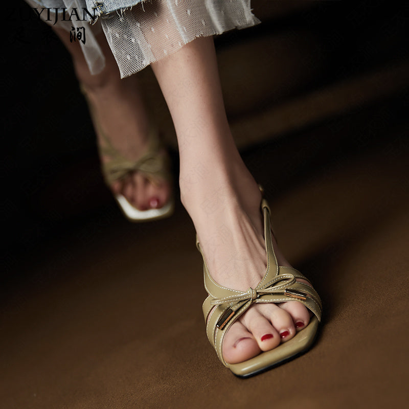 Leather Sandals French Niche Design