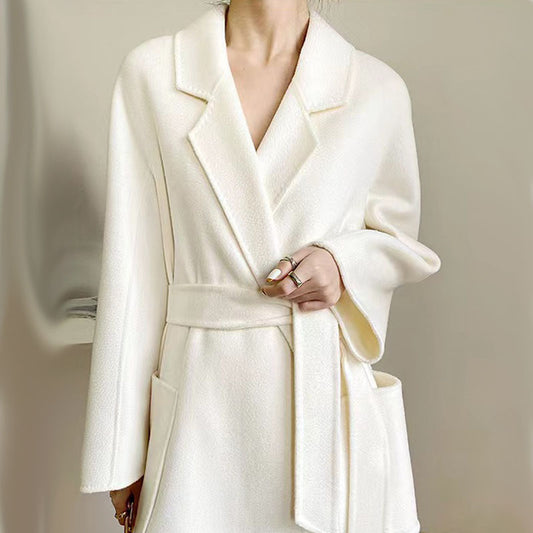 Fashion Double-sided Cashmere Water Ripple Coat